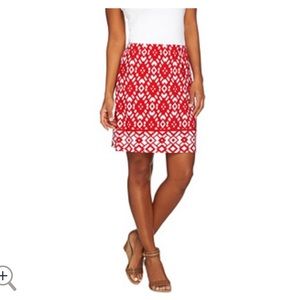 Susan Graver Print Liquid Knit Pull-On Skort